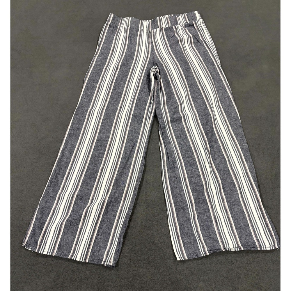 Vintage Pink Rose Lounge Pants Womens Large Multicolor Striped Cotton Pull On